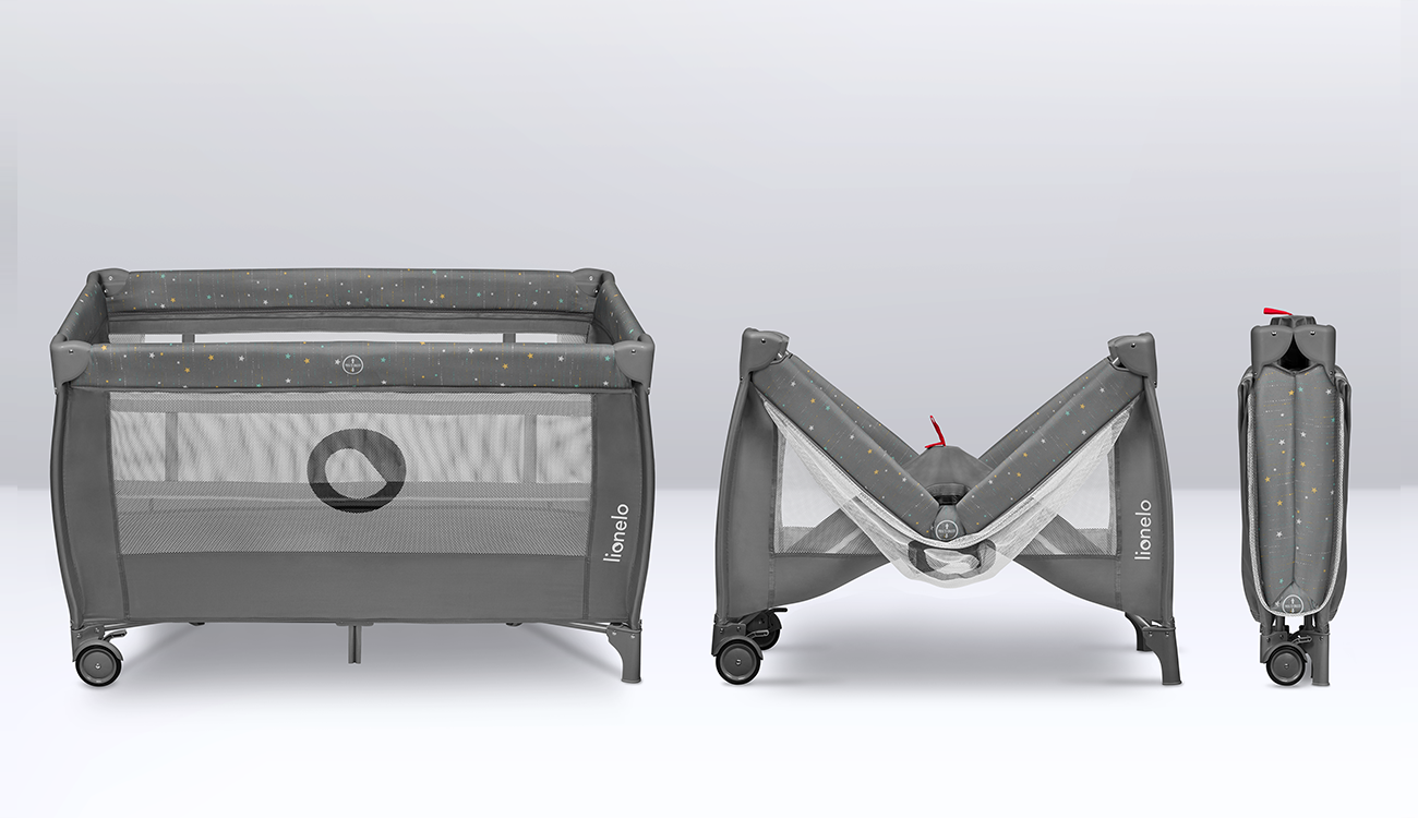 składane łóżeczka szare